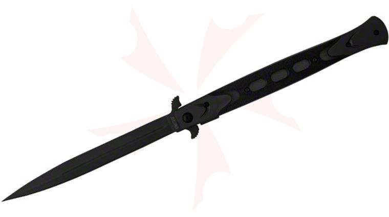 United Cutlery Rampage Stiletto Assisted Flipper Knife 6-1/8 inch Blade, Black Handles