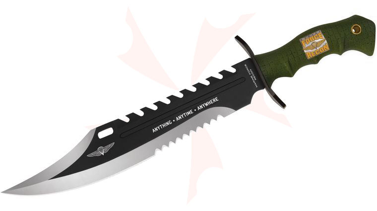 United Cutlery Marine Force Recon Sawback Bowie 11-1/2 inch Blade, Rubber Handles (UC2863)
