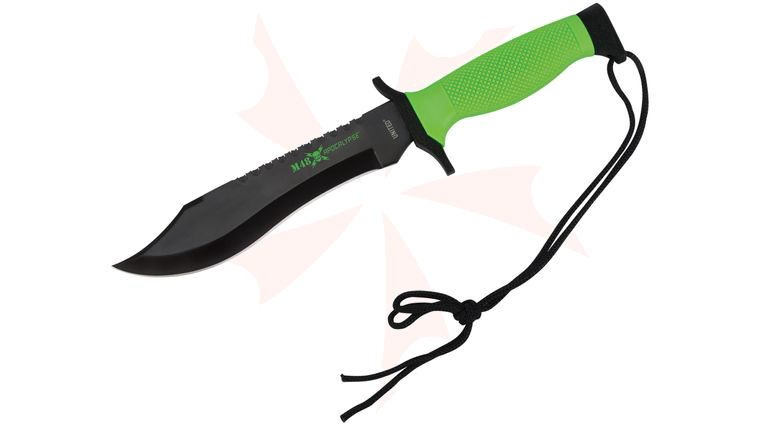 United Cutlery M48 Apocalypse Combat Fighter 7 inch Sawback Blade, Green Textured ABS Handles (UC2966)