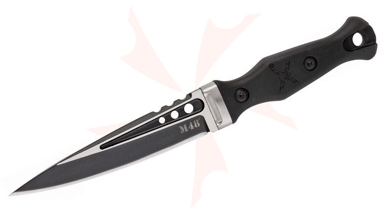 United Cutlery M48 Highland Sgian Dagger Fixed 5.25 inch Two-Tone Blade, Black TPR Handle, TPU Sheath