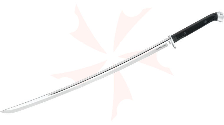 United Cutlery Honshu Boshin Katana 30.38 inch Satin Blade, Black TPR Handle, Wood Scabbard