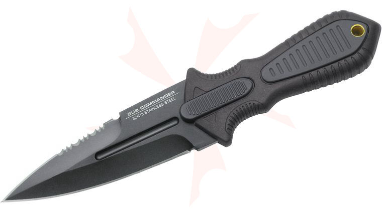 United Cutlery Combat Commander Sub Commander Next Generation Boot Knife 3.5 inch Black Double Edge Blade, TPR Handle, Polypropylene Sheath