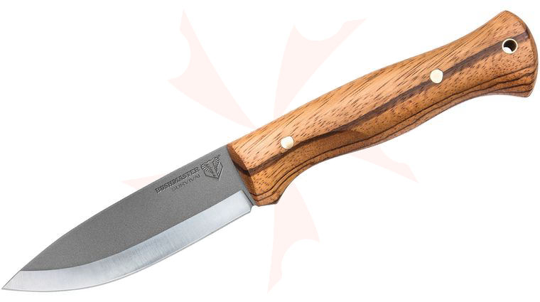 United Bushcraft Explorer Knife 4.25 inch Gray Blade, Hardwood Handles, Brown Leather Sheath