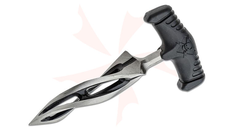 United Cutlery M48 Cyclone Push Dagger 5.75 inch Tri-Edge Blade, Black TPR Handles, Vortec Belt Sheath