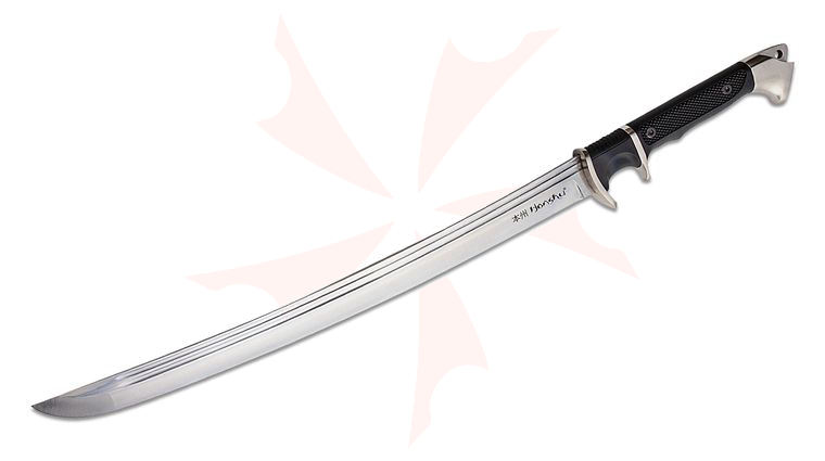 United Cutlery Honshu Sub-Hilt Wakizashi Sword 20.38 inch 1060 Satin Blade, Black TPR Handle, Wood Scabbard