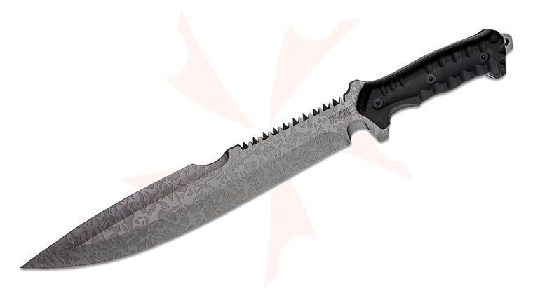 United Cutlery M48 Combat Machete Gen II 11.5 inch 3Cr13 Titanium Electroplated Sawback Blade, Black TPU Handle, Nylon Sheath