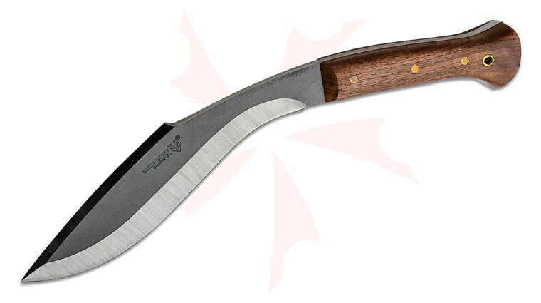 United Cutlery Bushmaster Backcountry Kukri 10 inch 1065 Two-Tone Kukri Blade, Hardwood Handles, Leather Sheath