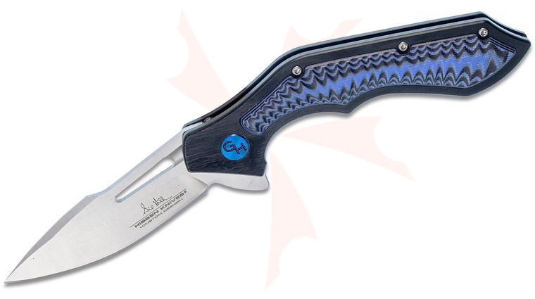 United Cutlery Gil Hibben Hurricane Pocket Knife Flipper 3.06 inch Satin Drop Point, Aluminum Handles with Blue/Black G10 Onlay