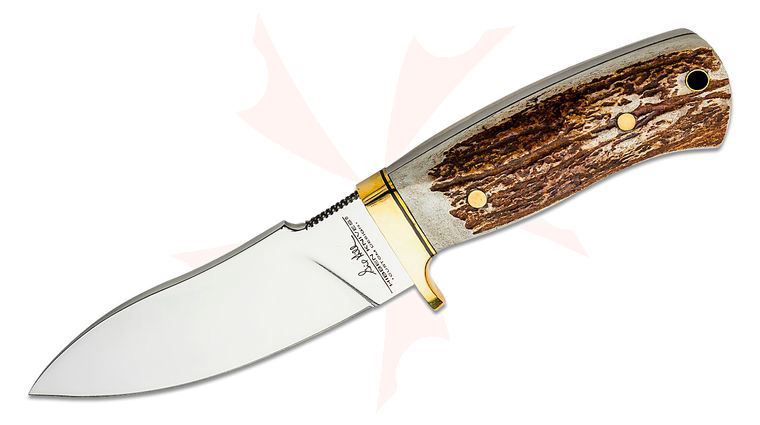 United Cutlery Gil Hibben Chugach Hunter Fixed Blade Knife 4.5 inch 1.4116 Mirror Polished Upswept Blade, Stag Handles Handles, Leather Sheath