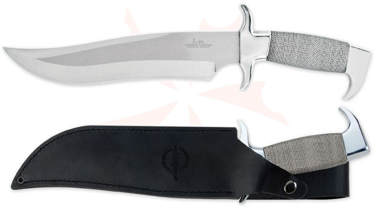 United Cutlery Gil Hibben Highlander Bowie 8.75 inch Satin Blade, Wire-Wrapped Mirror Polished Stainless Steel Handle