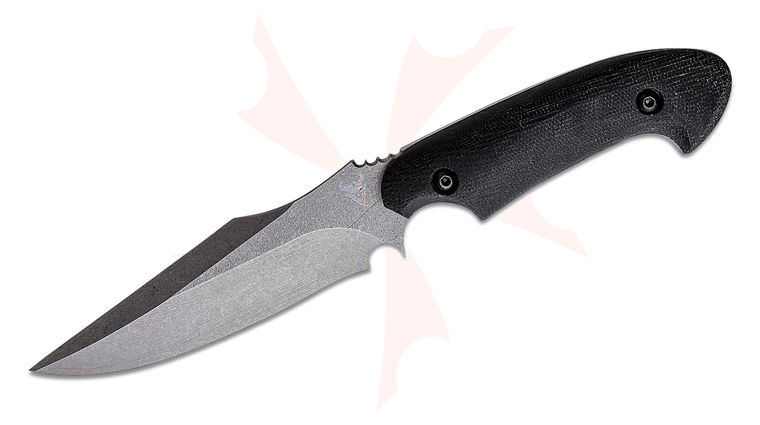 Valhalla Combat Tactical Tyr Verdandi Fixed Blade Knife 5 inch S35VN Tumbled Bowie, Black Micarta Handles, Kydex Sheath