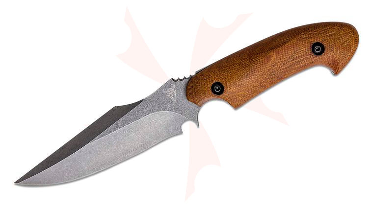 Valhalla Combat Tactical Tyr Verdandi Fixed Blade Knife 5 inch S35VN Tumbled Bowie, Brown Micarta Handles, Kydex Sheath