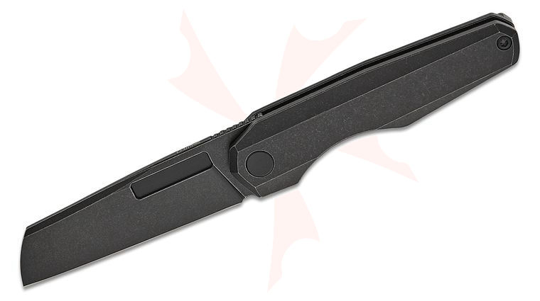 Vero Engineering Neuron Double Detent Slipjoint Flipper Knife 2.76 inch M390 Black Stonewashed Sheepsfoot Blade, Black Stonewashed Titanium Handles