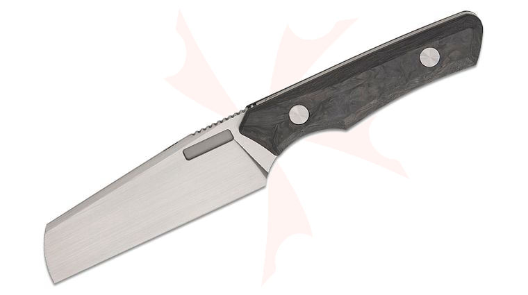Vero Engineering Axon Fixed Blade Knife 4.05 inch M390 Hand Rubbed Satin Sheepsfoot Blade, Marbled Carbon Fiber Handles