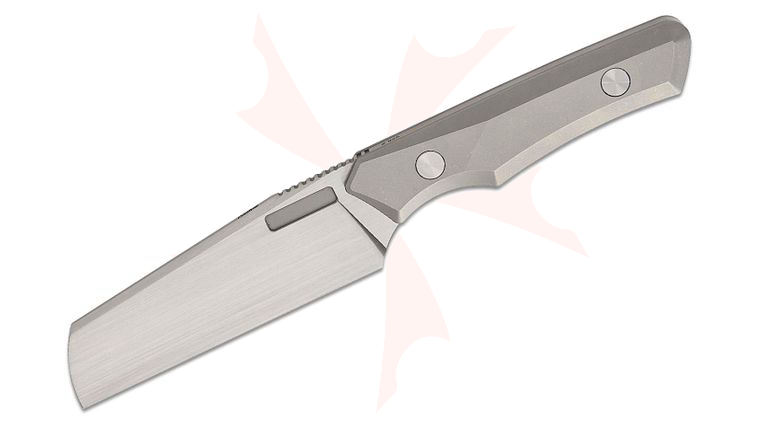 Vero Engineering Axon Fixed Blade Knife 4.05 inch M390 Hand Rubbed Satin Sheepsfoot Blade, Titanium Handles