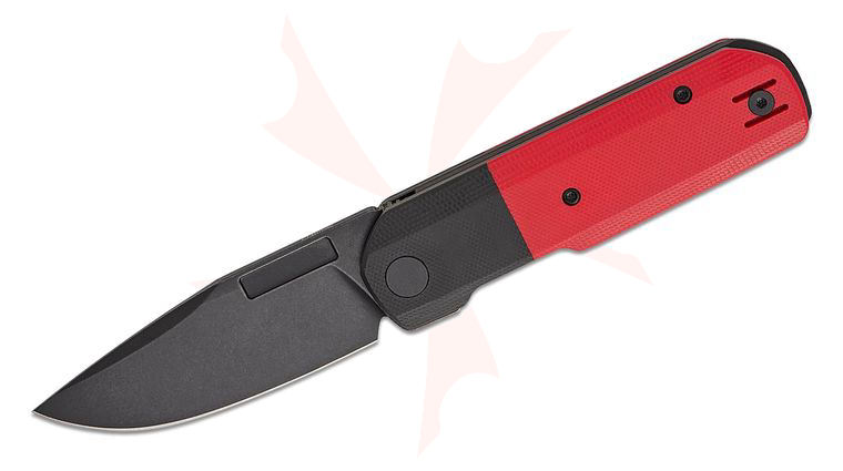 Vero Engineering Avid 1 Flipper Knife 3.25 inch S45VN Black Stonewashed Drop Point Blade, Red/Black G10 Handles
