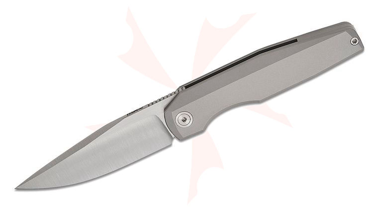 Vero Engineering Lux Mini Frame Lock Flipper Knife 3.25 inch M390 Belt Satin Drop Point Blade, Bead Blasted Titanium Handles