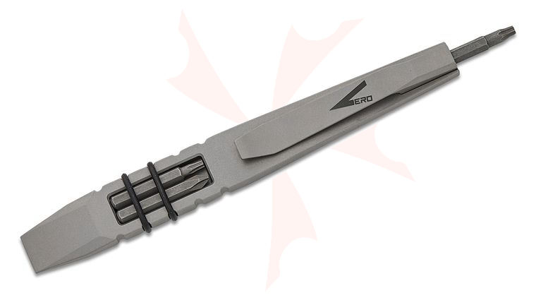 Vero Engineering Fulcrum Full Titanium Pocket Pry Bar Multi-Tool, 5.25 inch Overall, Raw Finish, 4 Included WIHA Bits