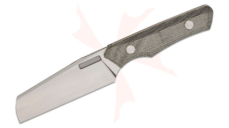 Vero Engineering Axon Fixed Blade Knife 4.05 inch M390 Hand Rubbed Satin Sheepsfoot Blade, Black Canvas Micarta Handles