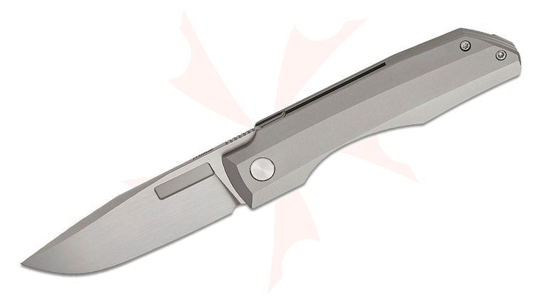 Vero Engineering Impulse Thin Frame Lock Flipper Knife 3.65 inch M390 Hand Satin Drop Point Blade, Stonewashed Titanium Handles