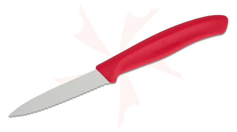Victorinox Swiss Classic 3.25 inch Paring Knife, Serrated Spear Point Blade, Red Polypropylene Handle