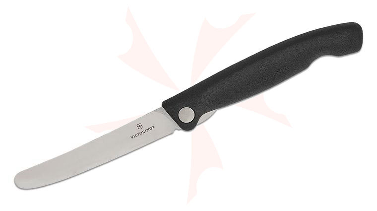 Victorinox Swiss Army Swiss Classic Foldable Paring Picnic Knife, Black, 4.3 inch Plain Rounded Blade