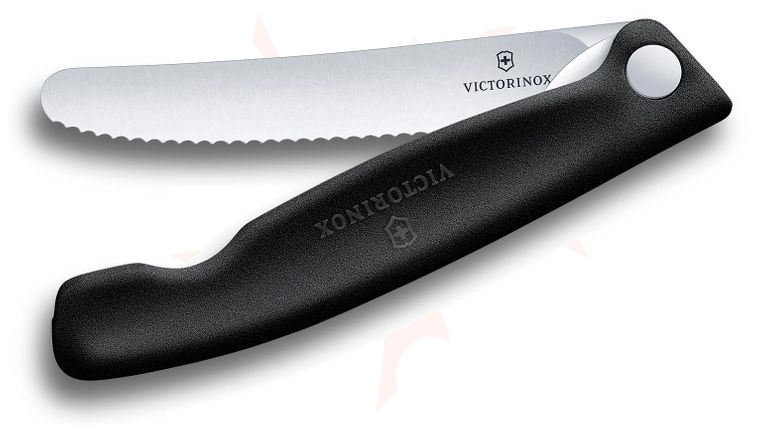 Victorinox Swiss Army Swiss Classic Foldable Paring Picnic Knife, Black, 4.3 inch Serrated Blade