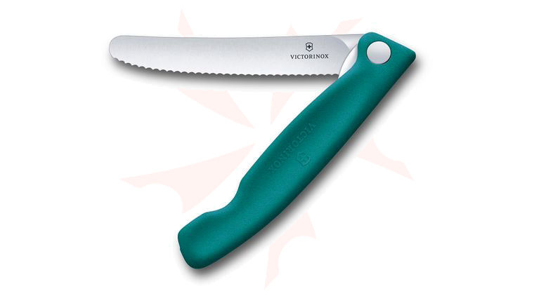 Victorinox Swiss Army Swiss Classic Foldable Paring Picnic Knife, Green, 4.3 inch Serrated Blade