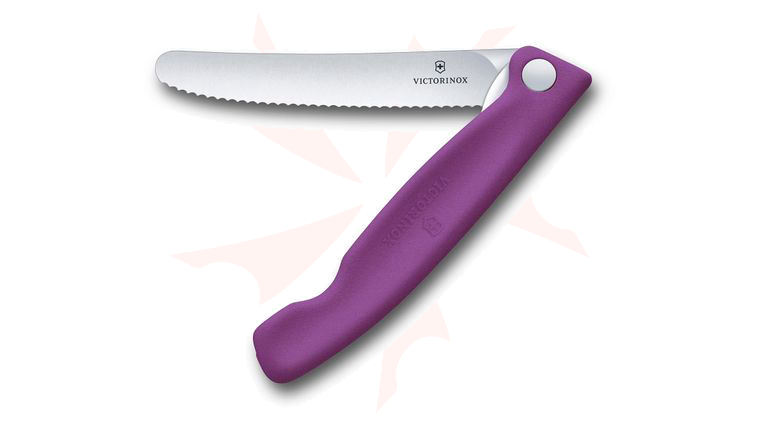 Victorinox Swiss Army Swiss Classic Foldable Paring Picnic Knife, Purple, 4.3 inch Serrated Blade