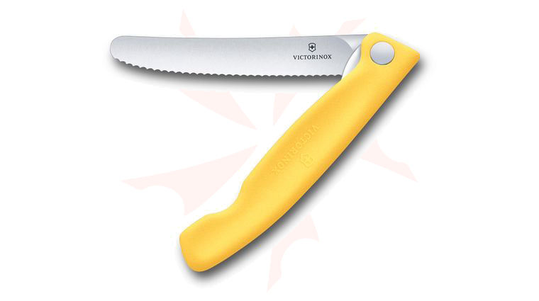 Victorinox Swiss Army Swiss Classic Foldable Paring Picnic Knife, Yellow, 4.3 inch Serrated Blade