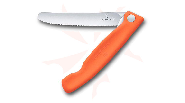 Victorinox Swiss Army Swiss Classic Foldable Paring Picnic Knife, Orange, 4.3 inch Serrated Blade