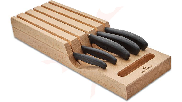 Victorinox Swiss Classic 5 Piece In-Drawer Knife Holder Set, Black Polypropylene Handles