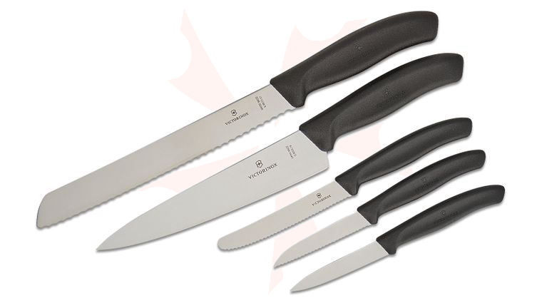 Victorinox Swiss Classic 5-Piece Kitchen Knife Set, Black TPE Handles
