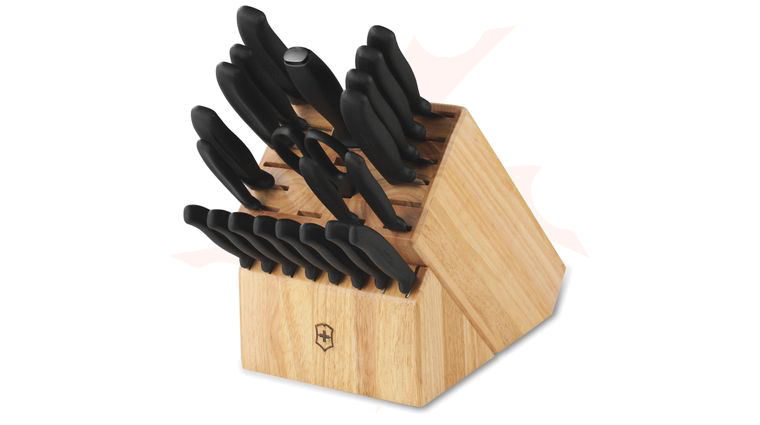 Victorinox Swiss Classic 22 Piece Kitchen Block Set, Black TPE Handles