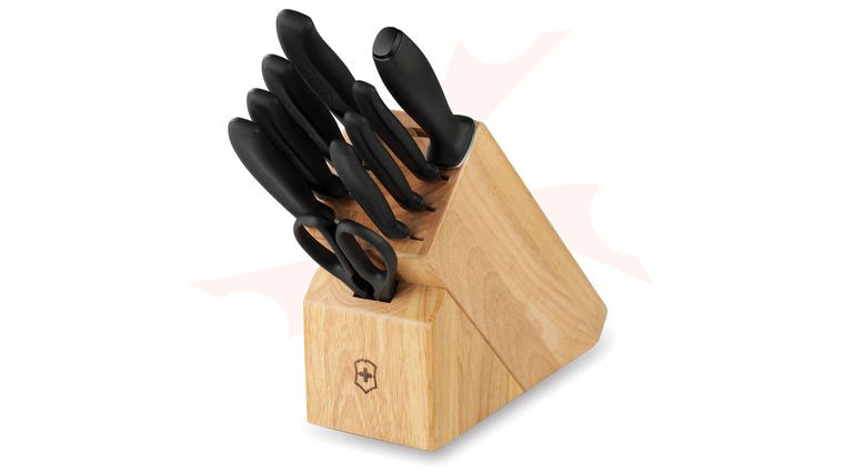 Victorinox Swiss Classic 10 Piece Kitchen Block Set, Black TPE Handles