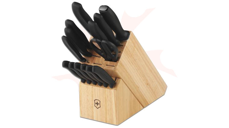 Victorinox Swiss Classic 15 Piece Kitchen Block Set, Black TPE Handles