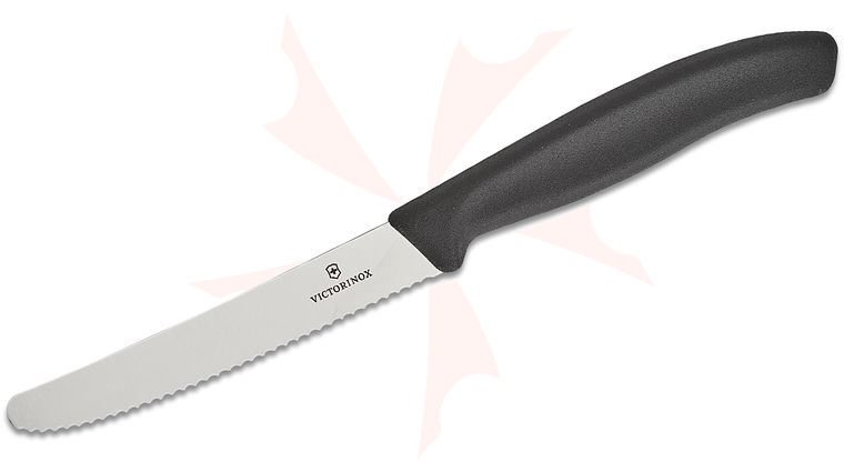 Victorinox Forschner Classic 4.3 inch Serrated Tomato and Table Knife, Round Tip, Black Polypropylene Handle