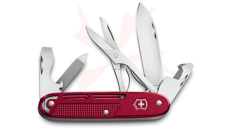Victorinox Swiss Army Synergy X Alox Refined Collection Liner Lock Multi-Tool, 3.7 inch Closed, Red Skeletonized Alox Handles with Clip