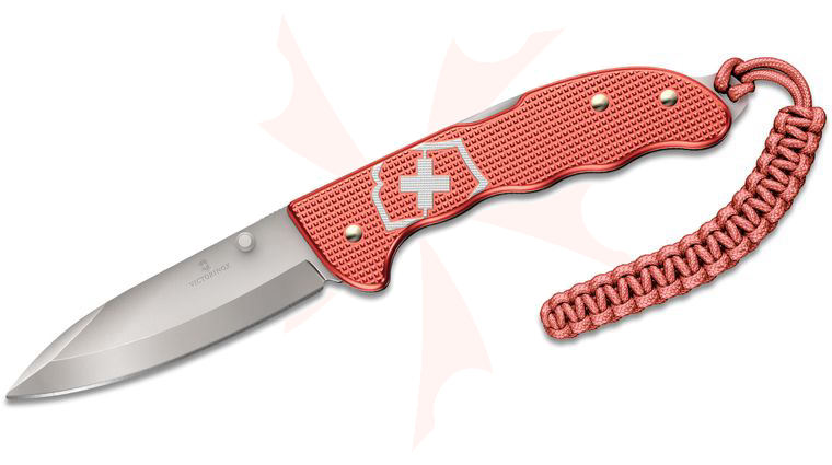 Victorinox Swiss Army 2025 Limited Edition Evoke Lockback Folding Knife 3.875 inch Blasted Drop Point Blade, Stone Red Alox Handles with Clip