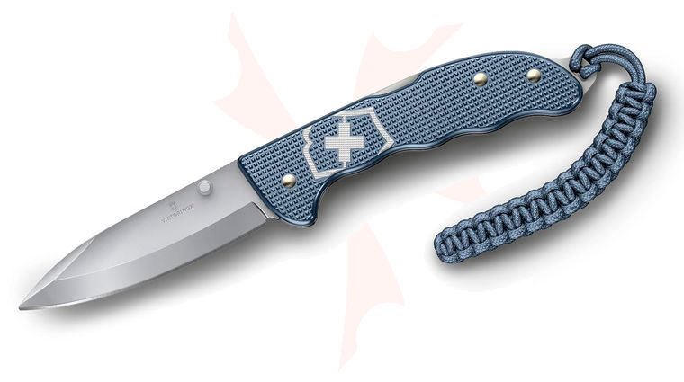 Victorinox Swiss Army 2026 Limited Edition Evoke Lockback Folding Knife 3.875 inch Blasted Drop Point Blade, Glacier Blue Alox Handles with Clip