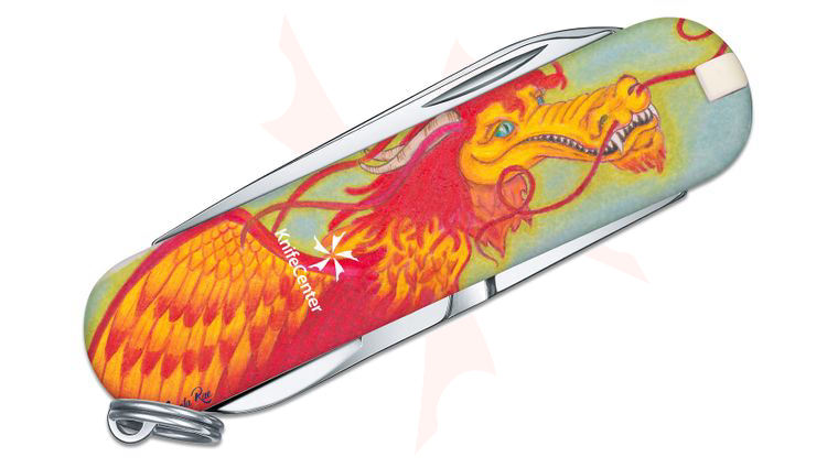 Victorinox Swiss Army Red Fire Dragon Classic SD Multi-Tool, 2.3 inch Closed - KnifeCenter Exclusive Leela Rae Design