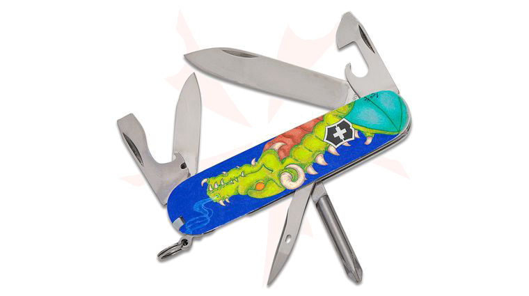 Victorinox Swiss Army Tinker Multi-Tool, Green Dragon, 3.6 inch Closed - KnifeCenter Exclusive Leela Rae Design