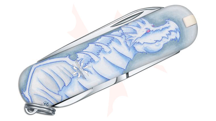 Victorinox Swiss Army Blue Ice Dragon Classic SD Multi-Tool, 2.3 inch Closed - KnifeCenter Exclusive Leela Rae Design