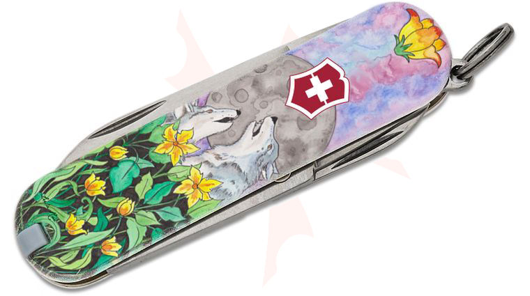 Victorinox Swiss Army Wolf Flower Classic SD Multi-Tool, 2.3 inch Closed - KnifeCenter Exclusive Leela Rae Design