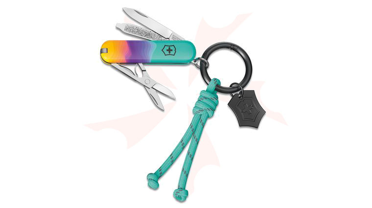 Victorinox Swiss Army Live to Explore Classic SD Slipjoint Multi-Tool, Sydney Style, 2.3 inch Closed, Turquoise Cord Key Ring