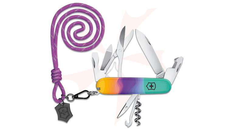 Victorinox Swiss Army Live to Explore Companion Multi-Tool, Sydney Style, 3.6 inch Closed, Purple Neck Cord