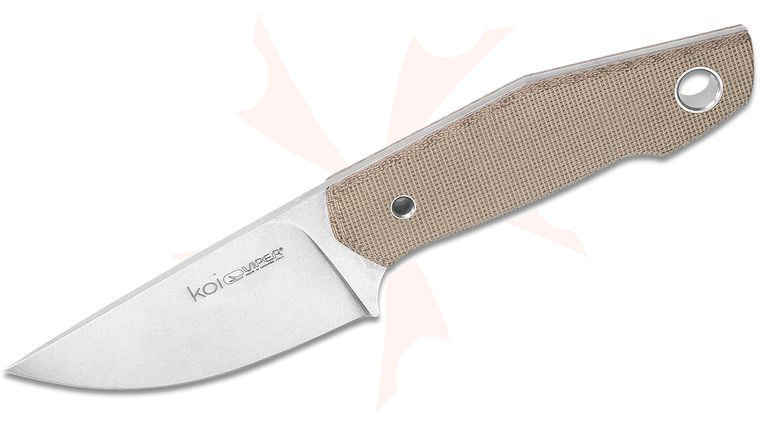 Viper Knives KOI Fixed Blade Knife 3.50 inch Bohler N690Co Stonewashed Drop Point, Green Canvas Micarta Handles, Kydex Sheath