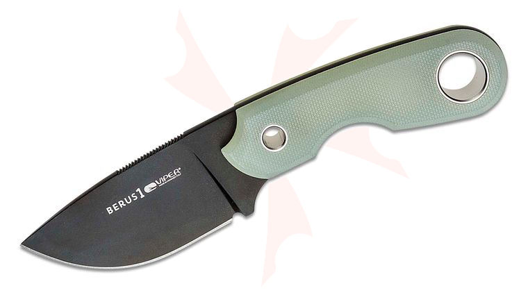 Viper Knives Berus 1 Fixed Blade Knife 2.64 inch M390 Black PVD Drop Point Blade, Jade G10 Handles, Kydex Sheath