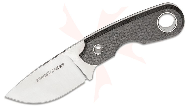 Viper Knives Berus 1 Fixed Blade Knife 2.64 inch M390 Satin Drop Point Blade, Carbon Fiber Handles, Kydex Sheath