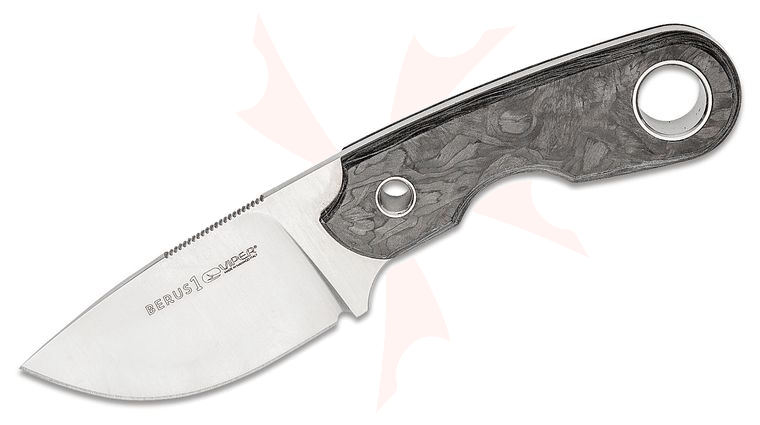Viper Knives Berus 1 Fixed Blade Knife 2.64 inch M390 Satin Drop Point Blade, Marble Carbon Fiber Handles, Kydex Sheath